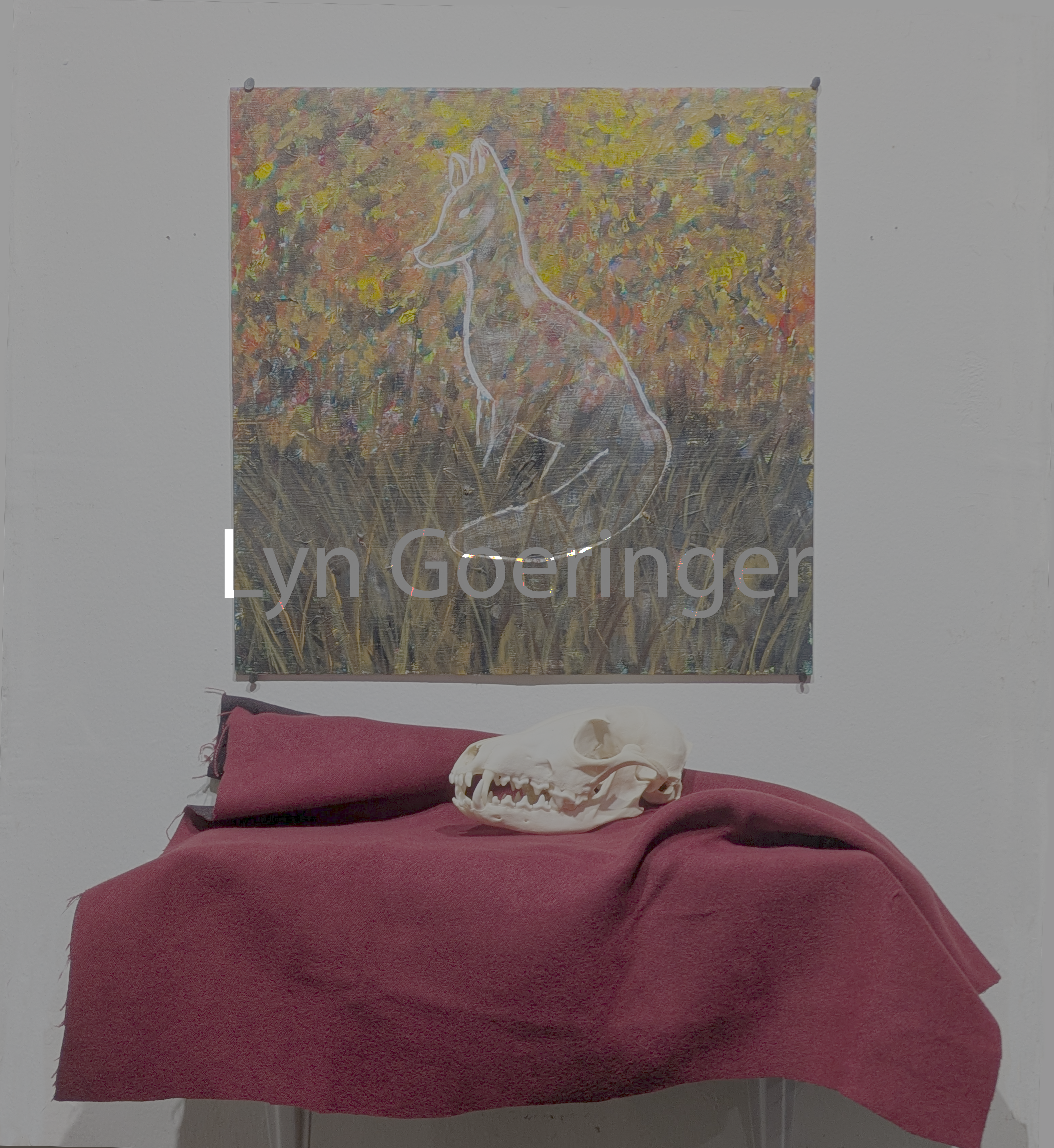 Painting of a landscape with fox spirit